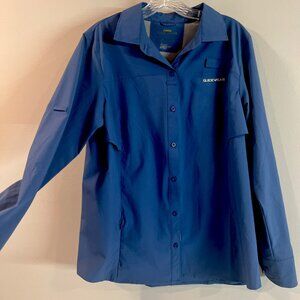 Cabelas Shirt Vented Blue GuideWear Long Sleeve Button Outdoors UPF 30 Large L